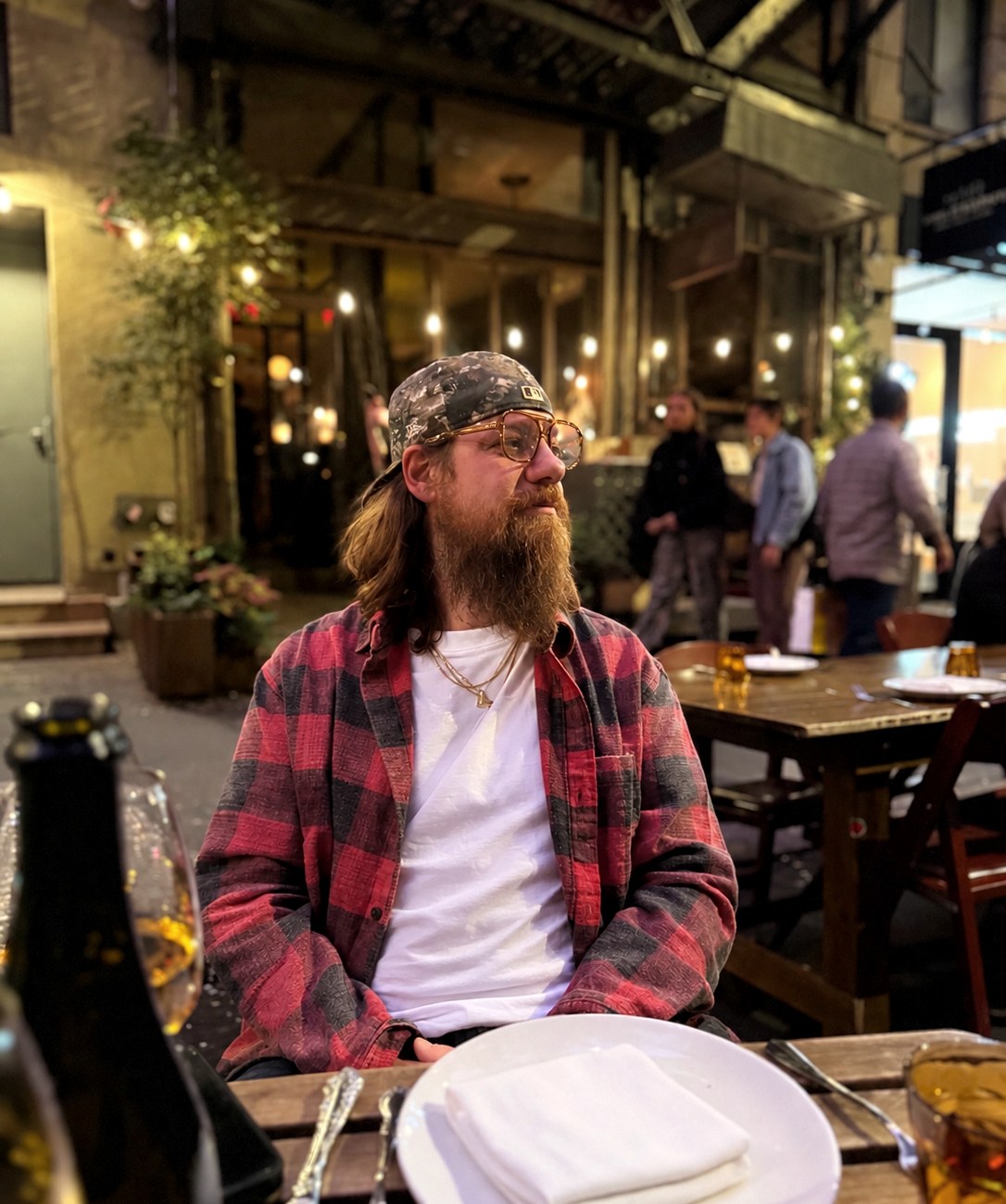 Kevin Rockhill at a rooftop restaurant in New York